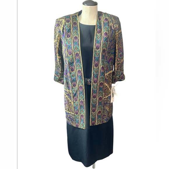 80's Autumn Colored Paisley Pleated Dress by Lady Carol Petites main image 0
